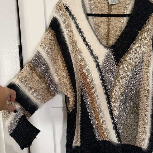 Vintage 80's Madeleine Angora Fur Embellished Knit Sweater sz L (44-46) - Picture 3 of 10